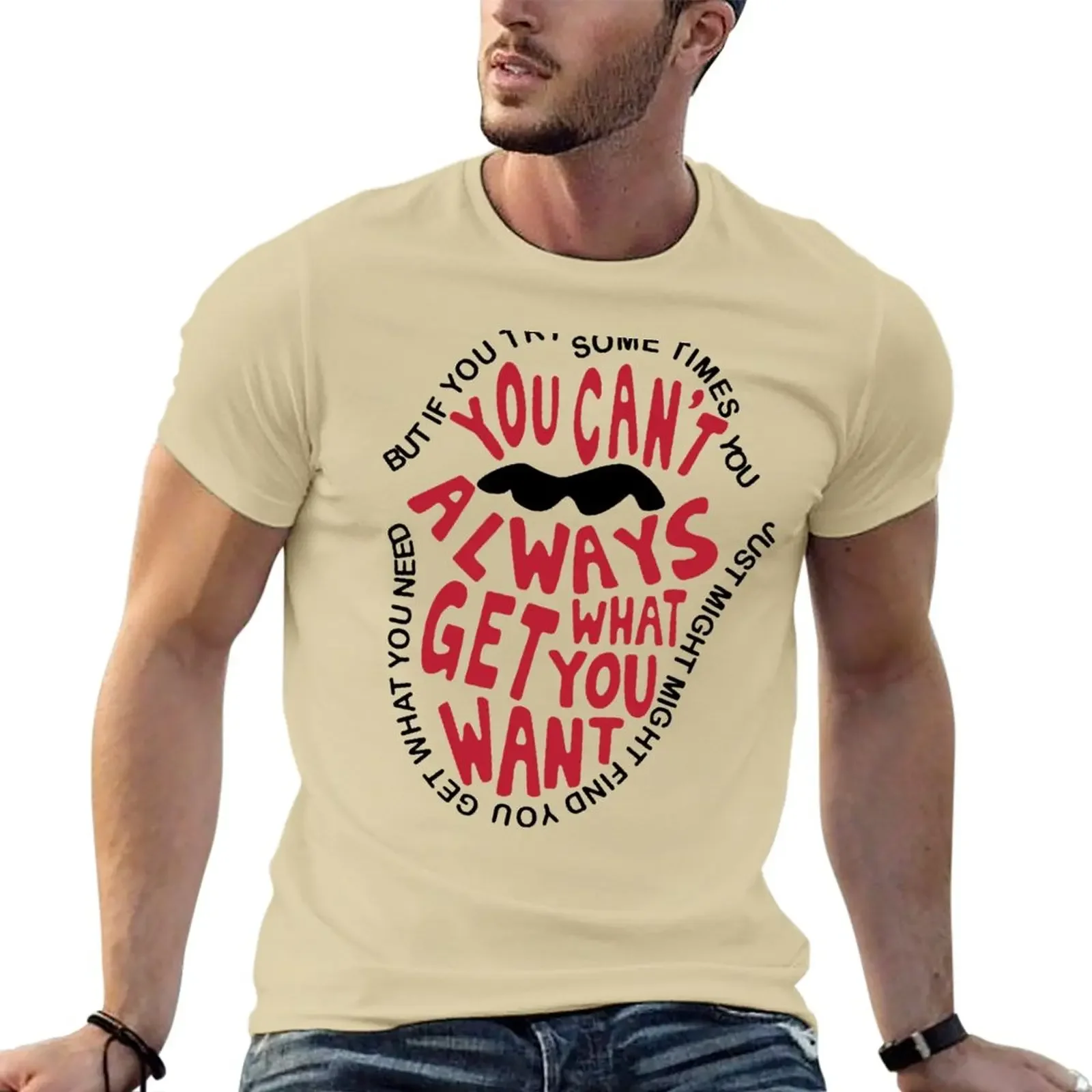 تي شيرت رجالي كبير الحجم ، حزمة ملابس ، إذا حاولت ، إذا لم تتمكن دائمًا من الحصول على ما تريد ، تي شيرت جديد #4