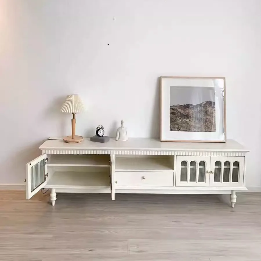 الخشب الصلب، مجموعة طاولة القهوة الحديثة البسيطة لخزانة التلفزيون، خزانة تلفزيون شقة أوروبية صغيرة، غرفة المعيشة #6