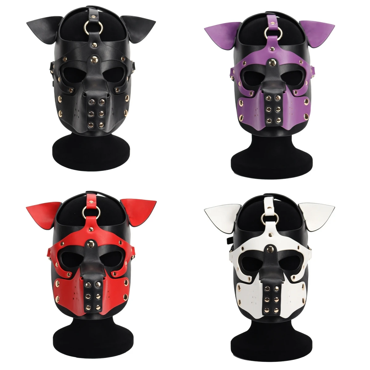 Unisex Women and Men Leather Dog Harness Costume Set with Mask for Sexy Role Play Halloween Carnival Masquerade Party Fun Prop