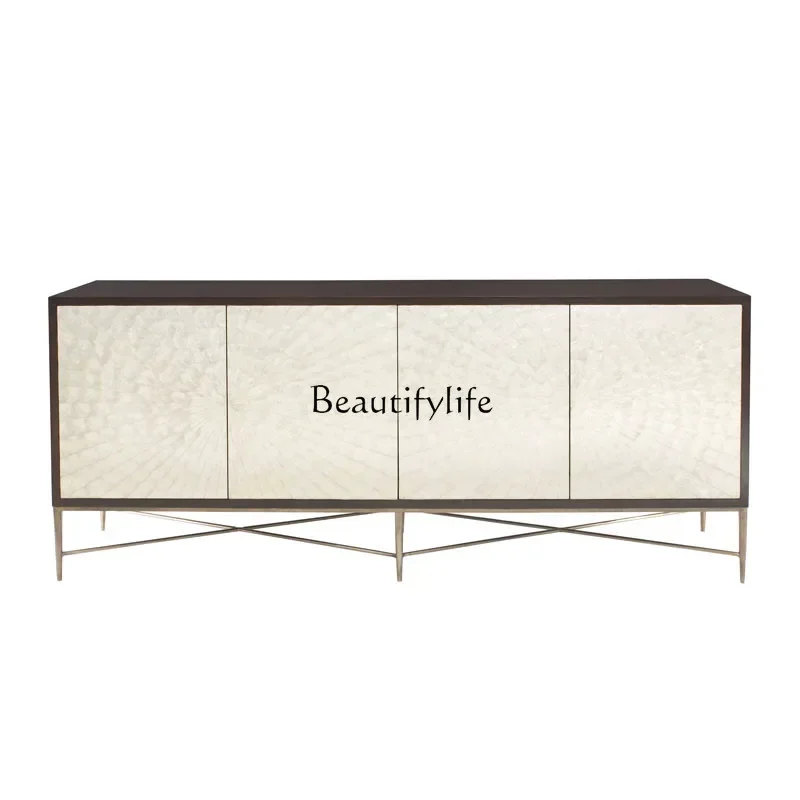 

LXNordic American light luxury stainless steel entrance ultra-thin living room decoration solid wood dining side locker