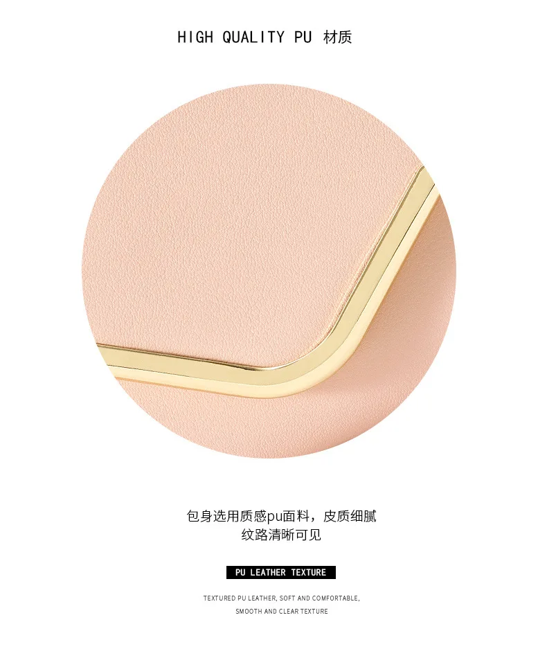 ElegantMid-Length Envelope Wallet for Women Simple Stylish PU Coin Card Holder with Zipper Multiple Card Slots International Tra