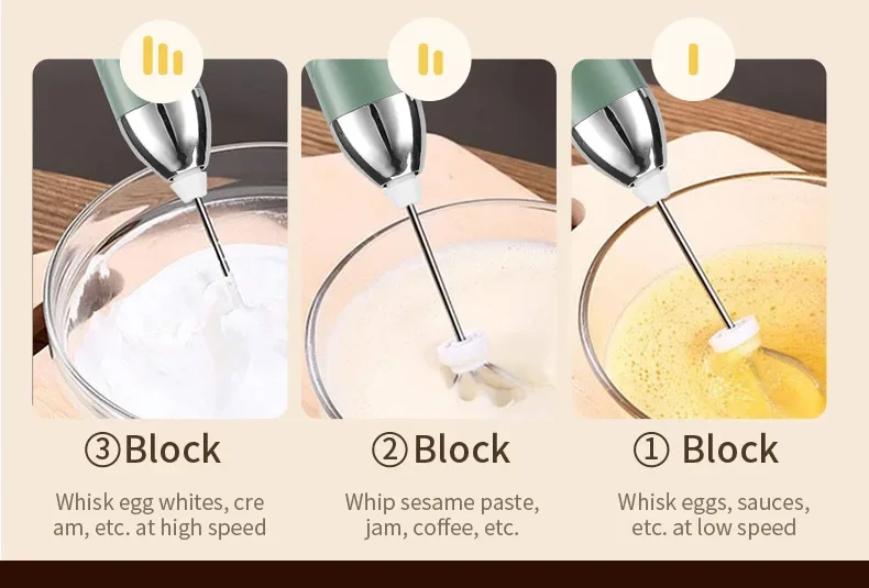 Drahtlose Typ-C Wiederaufladbare 3-geschwindigkeit Mini Handheld Milchaufschäumer Kaffeeaufschäumer Tragbare Küche Kochen Werkzeuge Schneebesen schaum Mixer – Detail 8