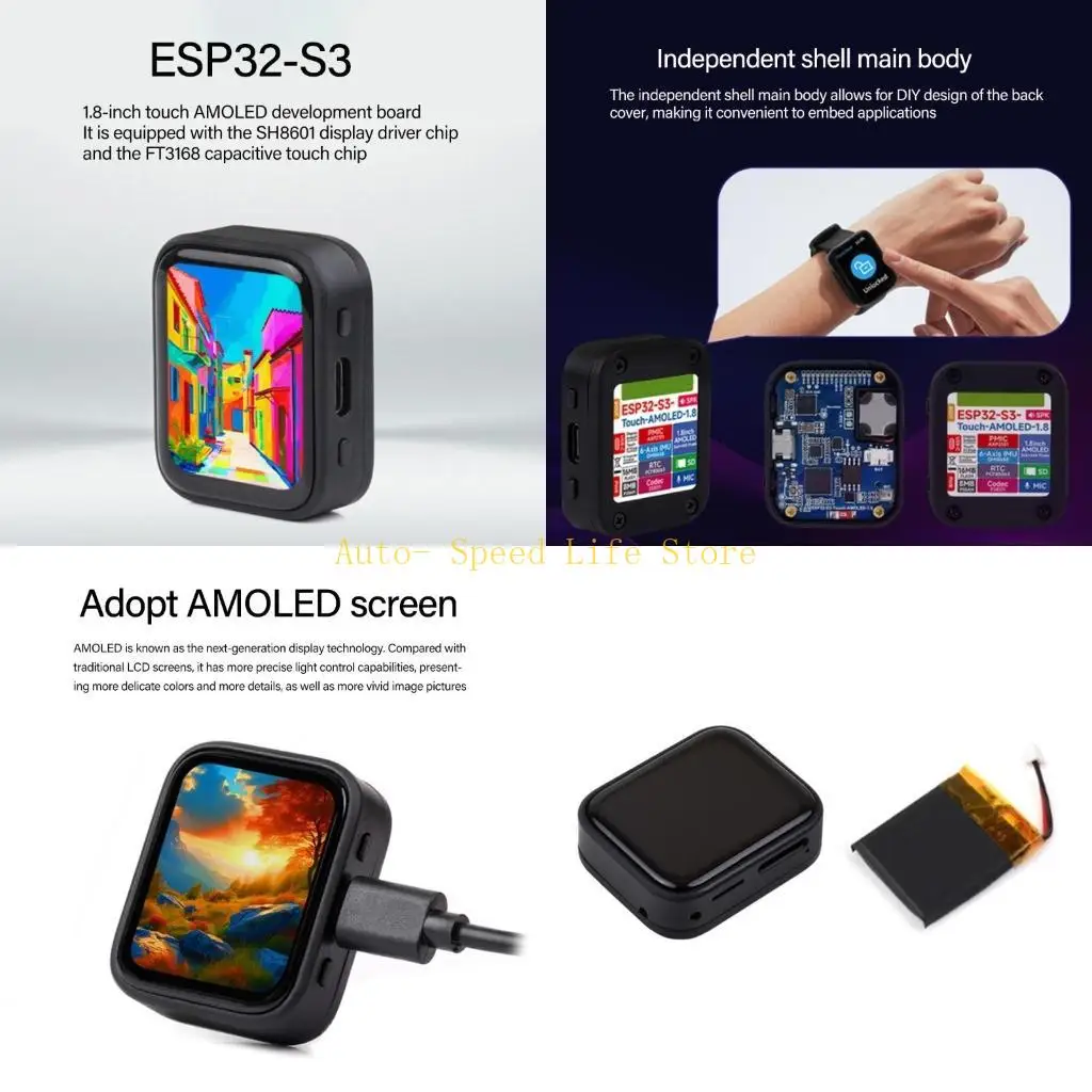 

02DA 240 МГц 2CORE ESP32S3 Модуль интегрированный амольс с сенсорными экранами лития батарея и слот для карты
