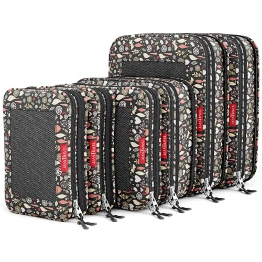 

Premium Compression ing Cubes for Travel - Suitcase Organizer Bags with Double Zipper and Breathable Mesh Panel - Space Saving