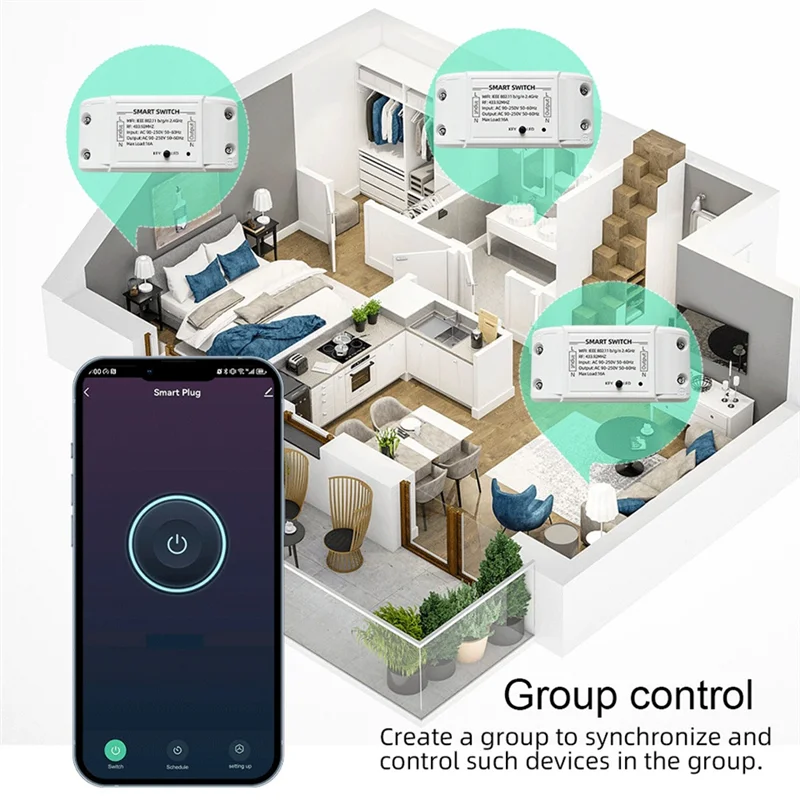 ABVO-Wifi+433Mhz Switch Smart Home Automation Relay Module With 433Mhz Remote Controller Supports APP Voice Control