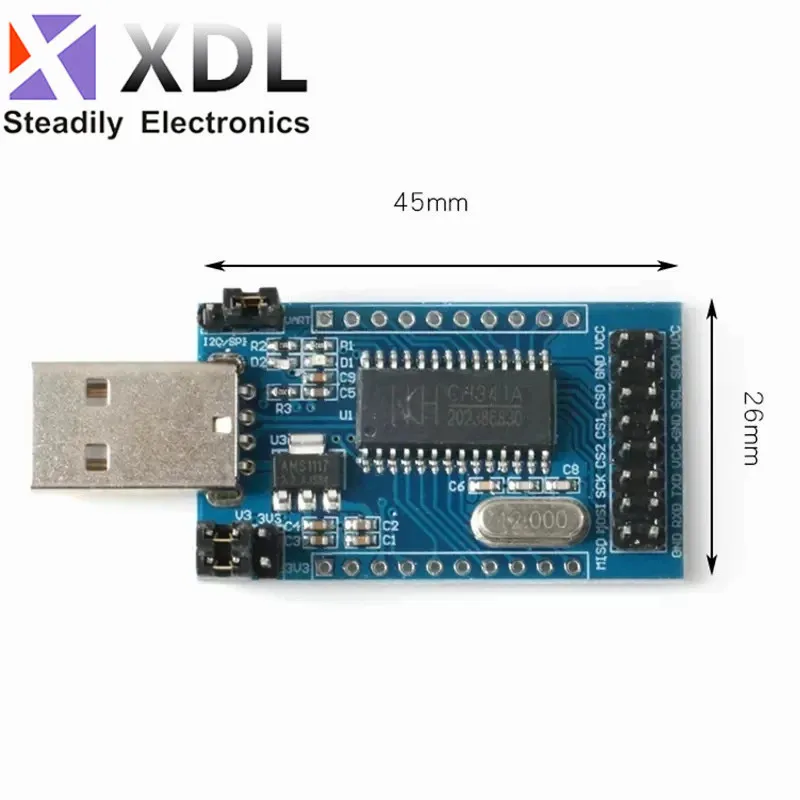 CH341A Programmer USB to UART IIC SPI I2C Convertor Parallel Port Converter Onboard Operating Indicator Lamp Board Module CH341