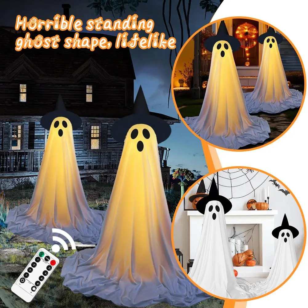 1/2pcs LED Luminous Ghost Remote Control Series Lights Decorations Halloween Courtyard Ghost Standing Garden Spooky Party S B6K9