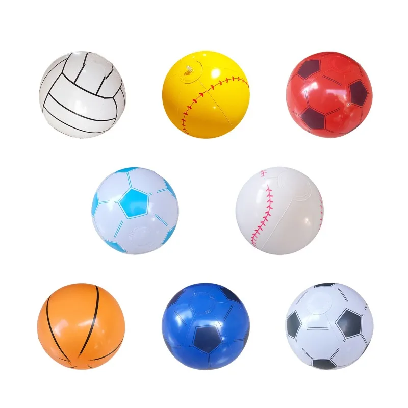 Pallone da spiaggia gonfiabile multi-dimensione da 1 pezzo, basket, calcio, baseball, pallone da decorazione per feste in spiaggia in piscina a sei colori