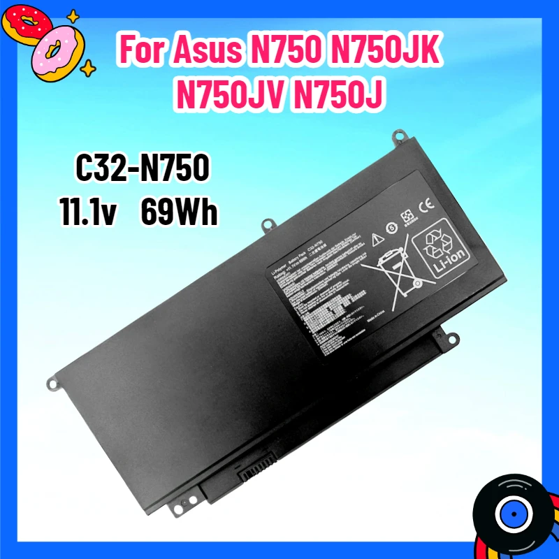 【توصيل سريع】بطارية كمبيوتر محمول بديلة C32-N750 لبطارية الكمبيوتر المحمول من سلسلة Asus N750 N750JK N750JV N750J