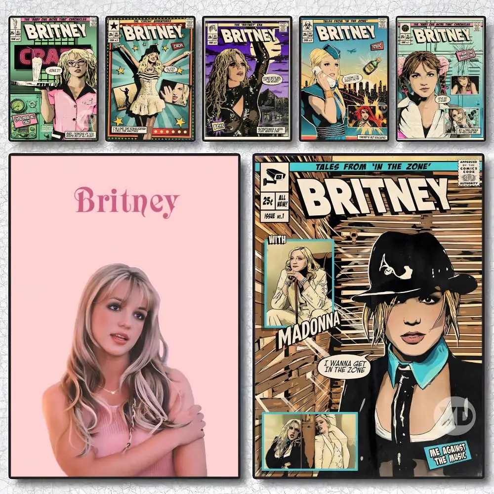 American Singer Britney Spears Album Poster Sticky Wall Art Printing Waterproof Home Living Bed Room Aesthetic Decor