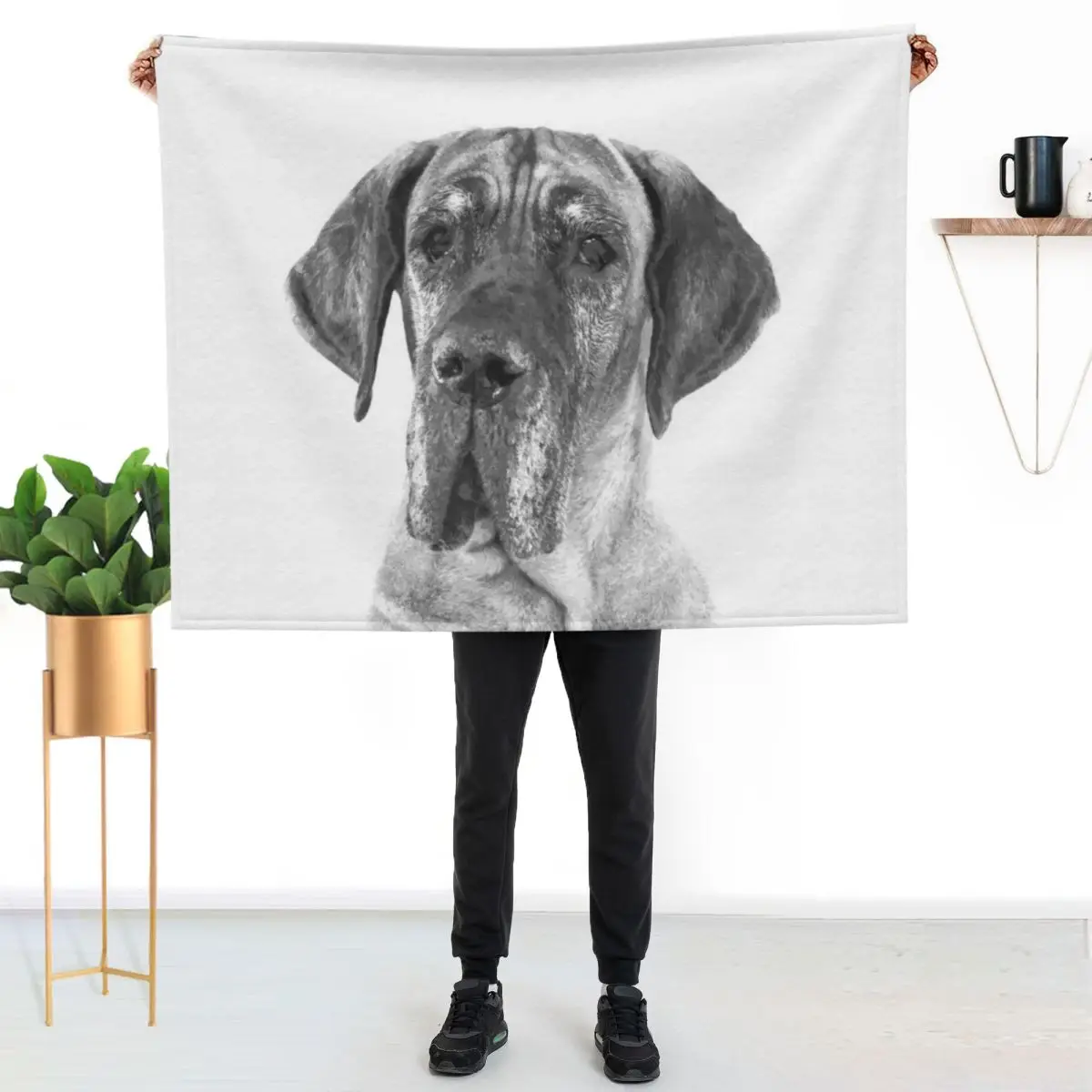 Black and White Great Dane Throw Blanket Cozy Throw Blanket Birthday Gift for Him Her