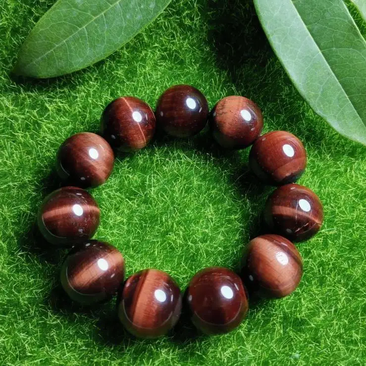 The New Natural Red TigerEye Stone Round Beads Single Loop Tiger Eye Stone Atmospheric Men's Fashion Versatile Bracelet