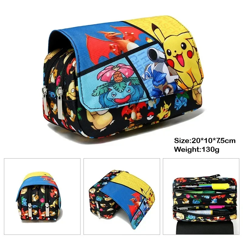 Anime Pokemon Kids Pencil Case Cartoon Pikachu Large Capacity School Pen Case Supplies Kawaii Pencil Bag Box Stationery Gifts