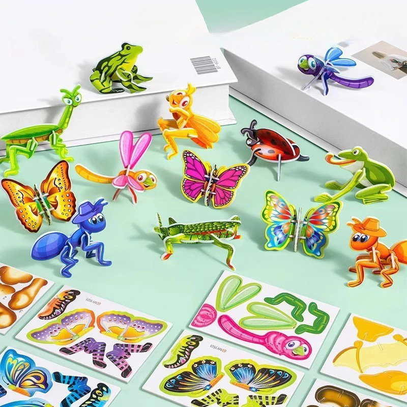 Paper 3D Puzzle Stereoscopic Insect Puzzle Kindergarten Fun Handmade DIY Animal Toy Puzzles for Kids Educational Toys