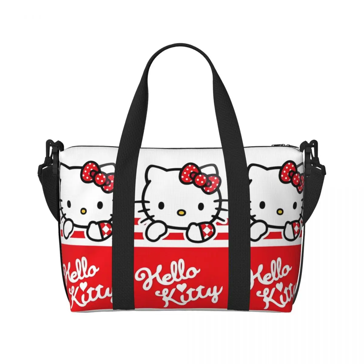 

Custom Hello Kitty Tote Bag Women Large Capacity Classical Printing Gym Beach Shoulder Travel Bag