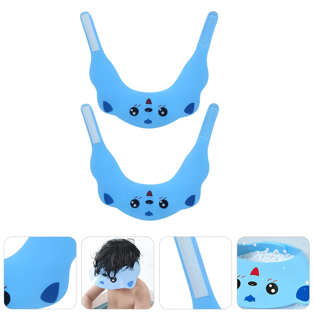 

2 шт., детские шапочки для душа, регулируемый защитный козырек, водонепроницаемая защитная шапка для шампуня, детская шапочка для купания, защита глаз и ушей