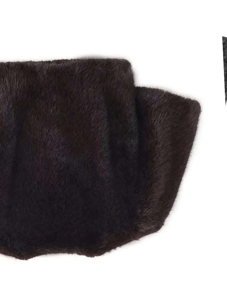 

HH Female Winter Elegant O-Neck Hidden Button Elegant Solid Short Top Women Casual Artificial Fur Effect Half Sleeve Warm Top