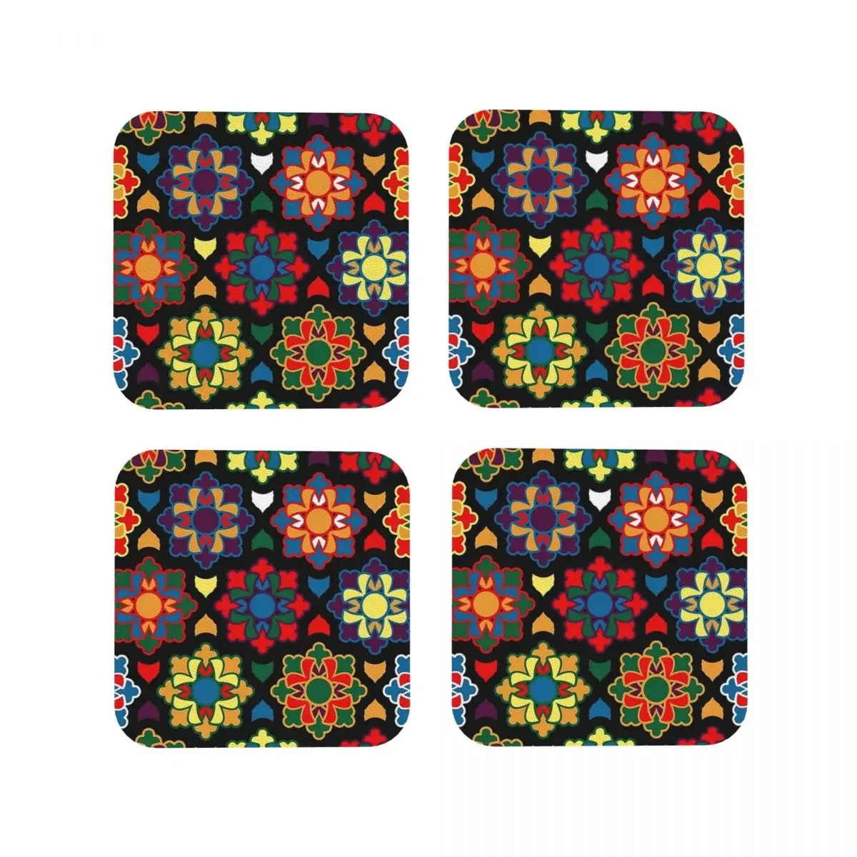 Mandala Art Coasters Coffee Mats Leather Placemats Cup Tableware Decoration & Accessories Pads for Home Kitchen Dining Bar