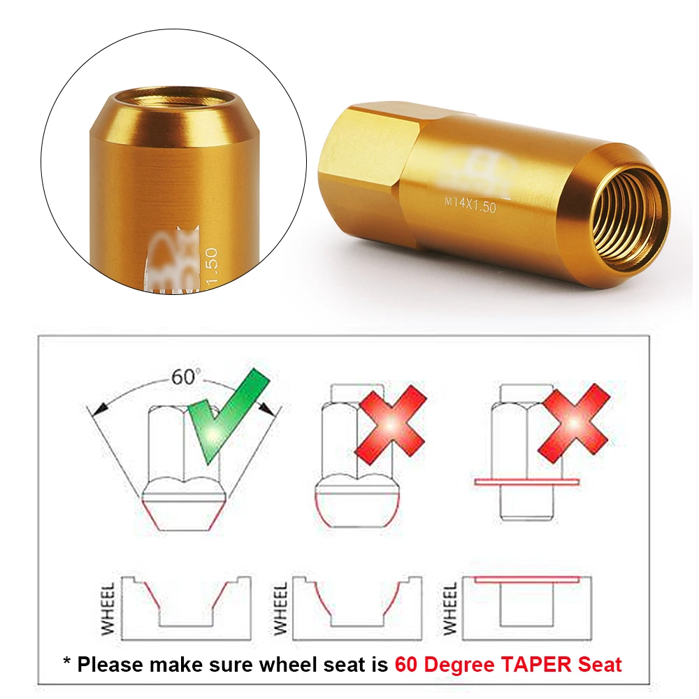 60/50mm Wheel Nuts M14 X 1.5/M12 X 1.5 20PCS/Set Car-Styling Aluminum Racing Lug Wheel Nuts Screw Anodized Wheel Bolts