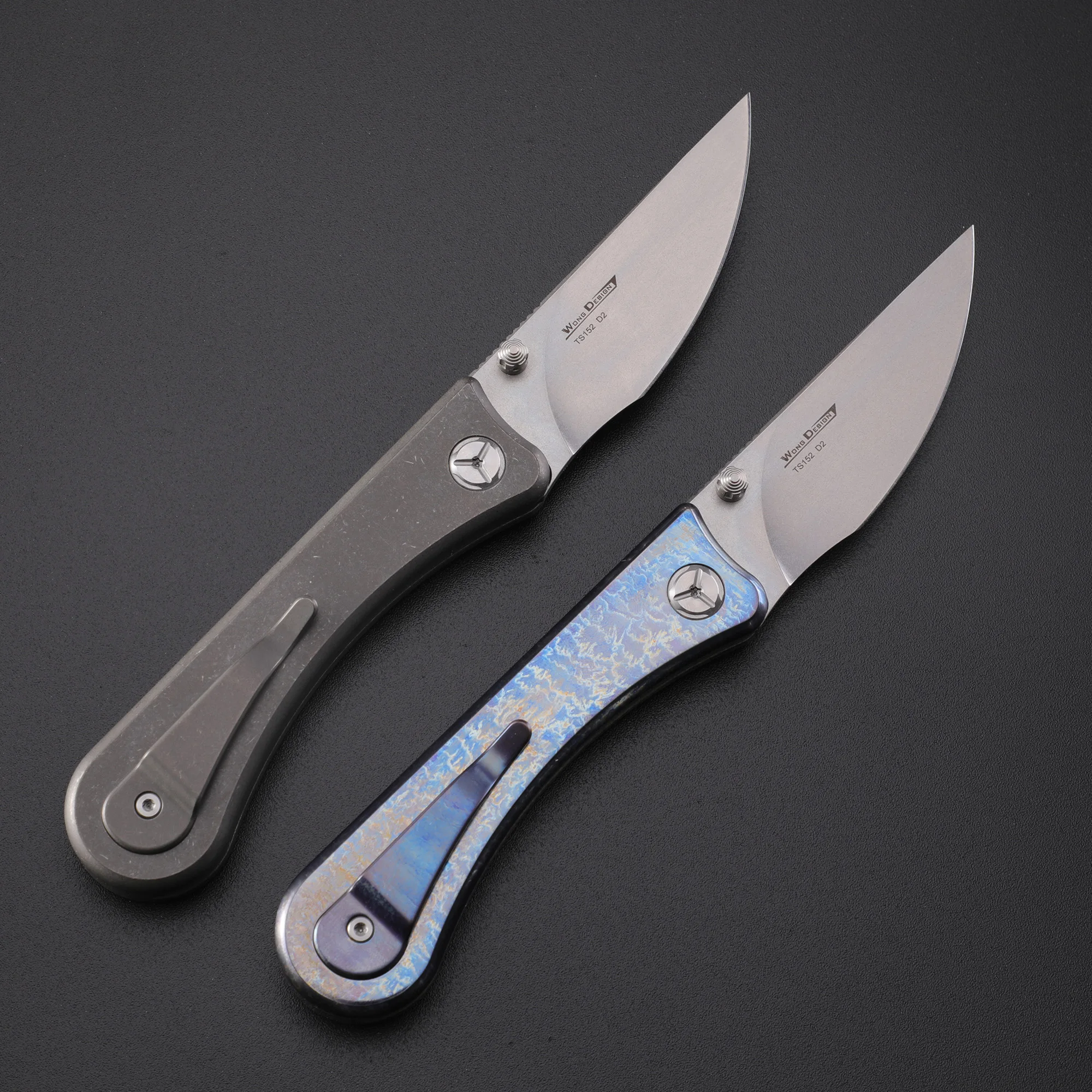 TWOSUN TS152 D2 Steel Stonewash Blade Folding Knife Titanium Handle Tactical Outdoors Camping Fishing EDC Pocket Tool Knives