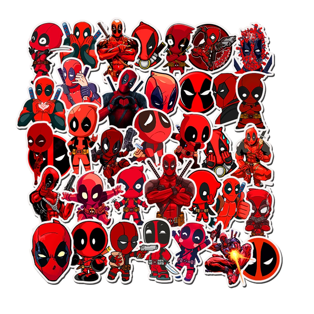 35PCS Disney Deadpool Stickers Movie Anime Marvel Book Laptop Motorcycle Kawaii Cartoon Graffiti Sticker Pack Kids Toy Gift