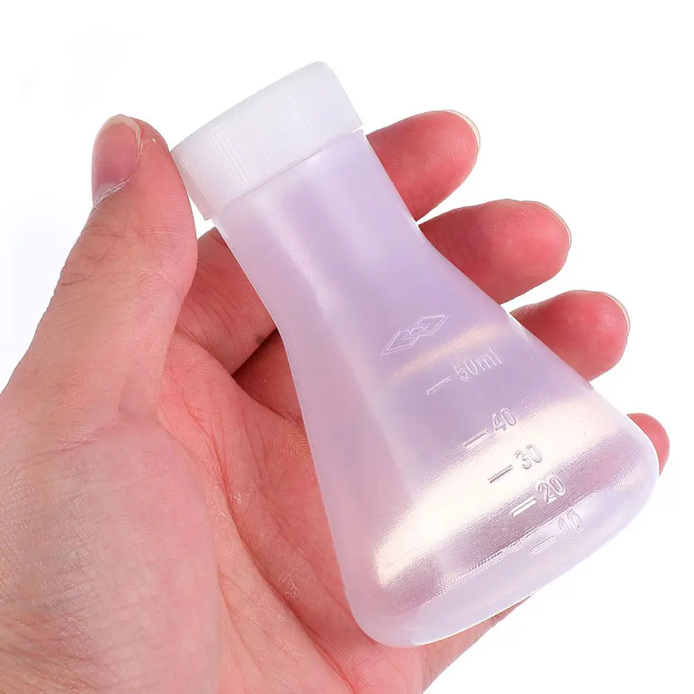 Frasco de plástico transparente Erlenmeyer, Base estable para laboratorio, suministros para experimentos de química, frascos de plástico, 6 uds.