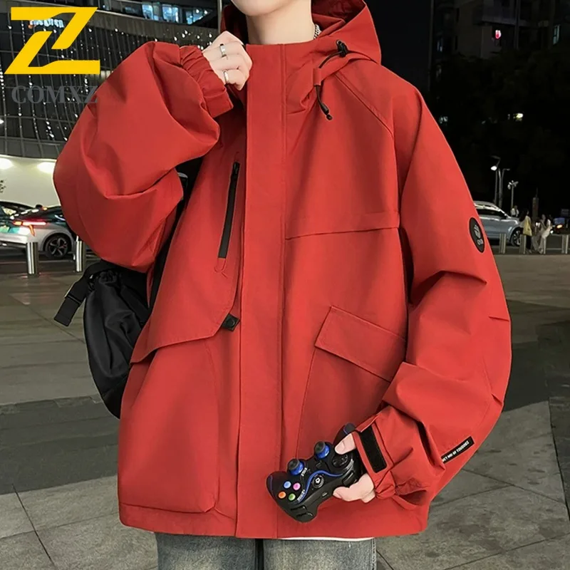 

COMXZ Мужская ветровка, износостойкая ветрозащитная водонепроницаемая уличная походная куртка для приключений, легкая куртка для кемпинга