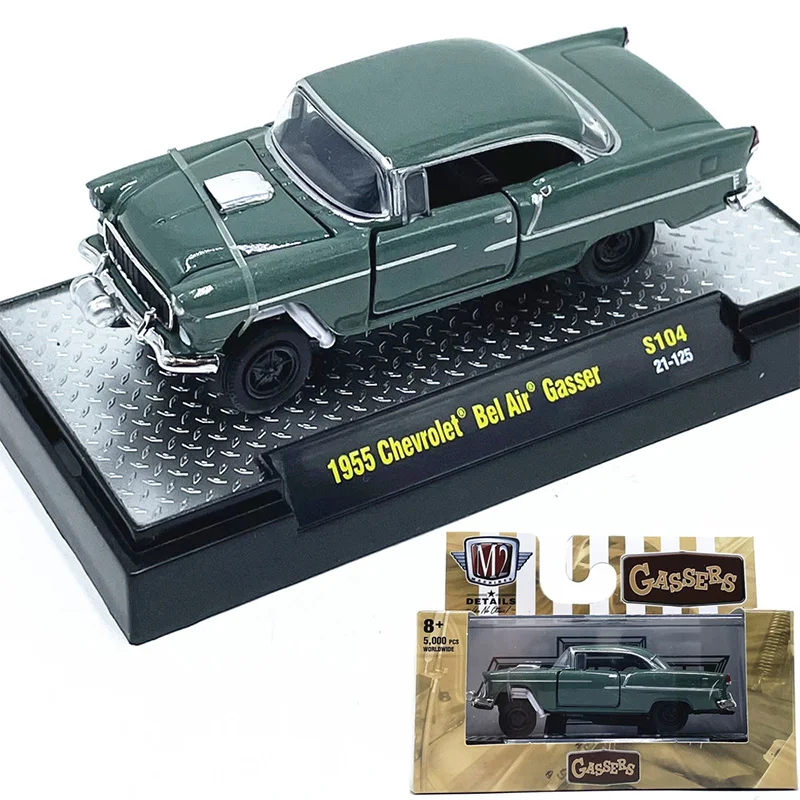 

Модель автомобиля 1:64M2 1955 BelAirGasser Racing Simulation, коллекция моделей автомобилей из сплава, украшения с упаковкой
