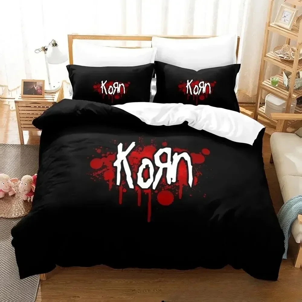 

3D Print Korn Rock Band Bedding Set Duvet Cover Bed Set Quilt Cover Pillowcase Comforter king Queen Size Boys Adult Bedding Set