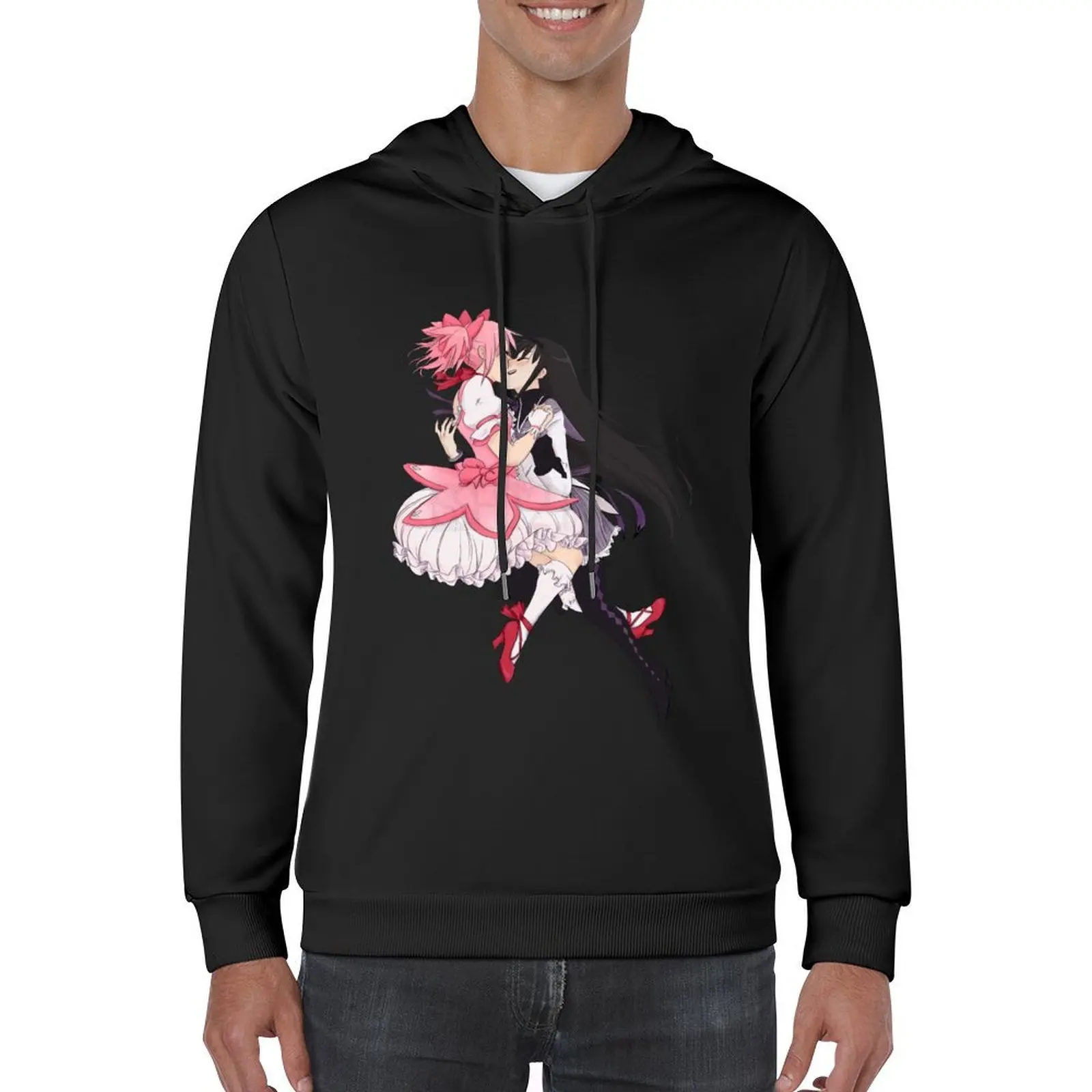 معطف رجالي بغطاء للرأس من Madoka Magica Madoka and Homura طقم قميص رجالي ملابس أنيمي بغطاء للرأس للرجال