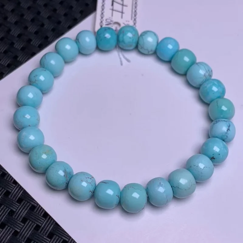 

Natural Raw Ore Turquoise Bracelet round Beads Old Type Men's and Women's Rosary Bracelets 108 Bead Accessories