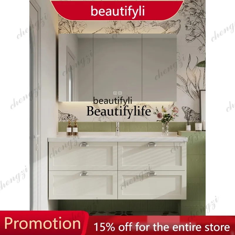 D5556 Smart Bathroom Cabinet Light Luxury Washstand Bathroom Cabinet Oak Hand Washing Basin Cabinet Combination s6601