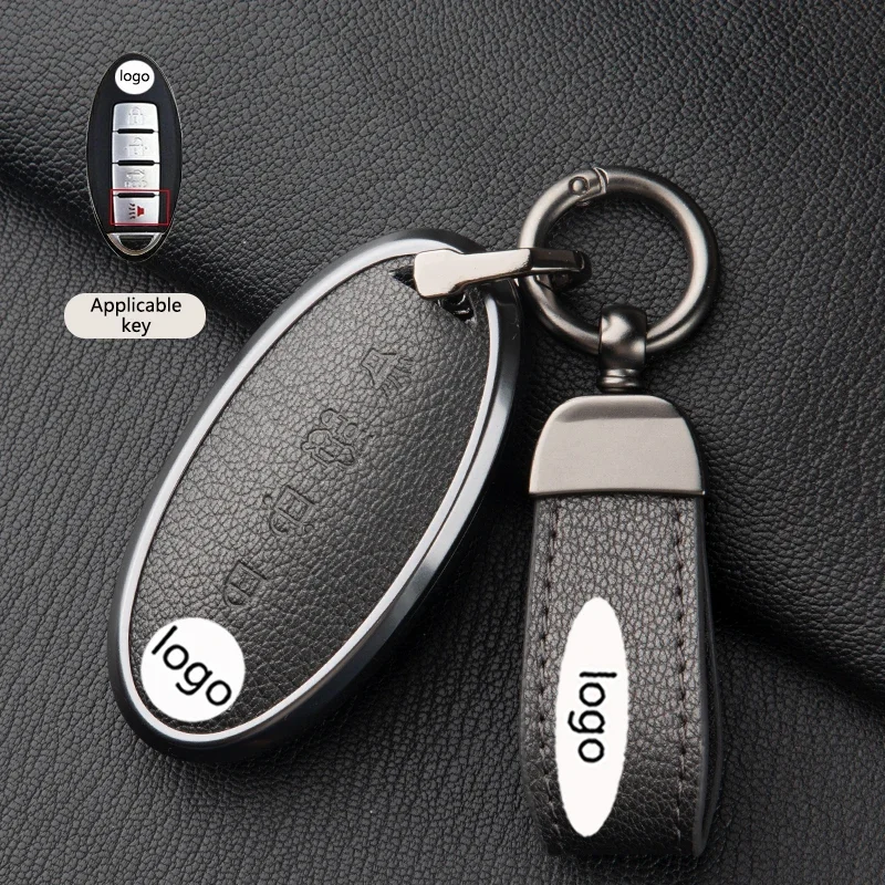 

Aluminium Alloy Leather Car Remote Key Case Cover For Nissan Rogue XTrail T32 T31 Qashqai J11 J10 Kicks Tiida Pathfinder Murano