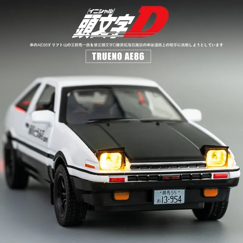 

Модель автомобиля игрушечного автомобиля Initial D AE86 1/32, литый под давлением, миниатюрная модель Toyota, задний звук, открывающиеся двери, обучающая коллекция, подарок для детей