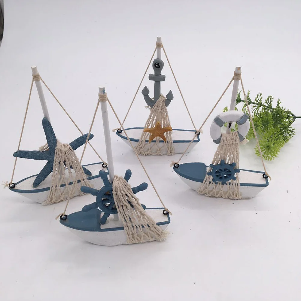 

4pcs Sail Ornament Resin Miniature For Room Wine Sail Boat Ornament For Room Cabinet Table Decor Creative Home Decoration Gift