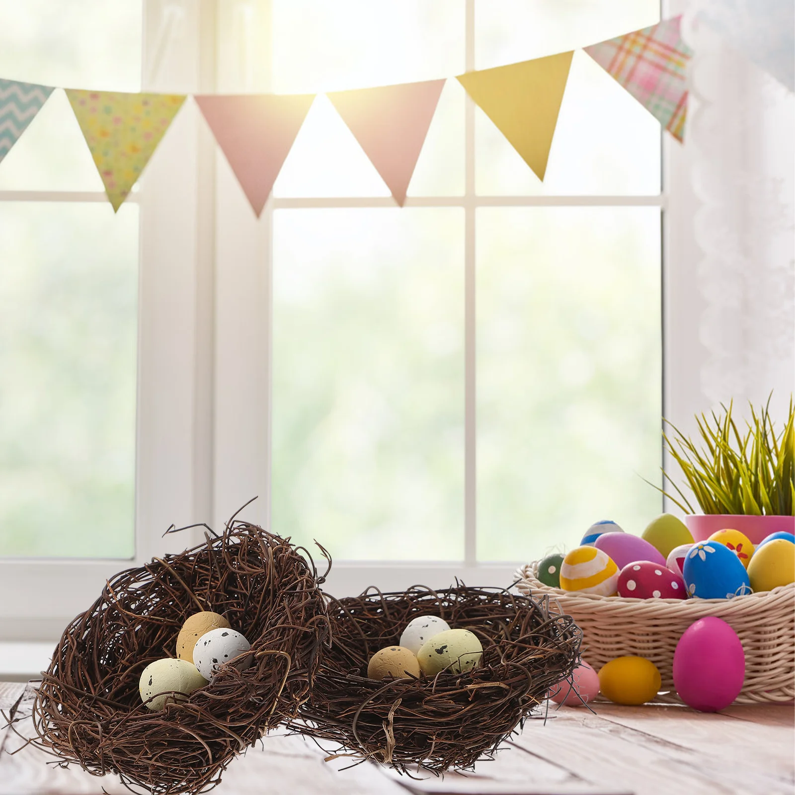 

5pcs Resin Decorative Ornament Natural Style Garden Home Lightweight Outdoor Decor Simulation Craft With Egg Garden Bird Decor