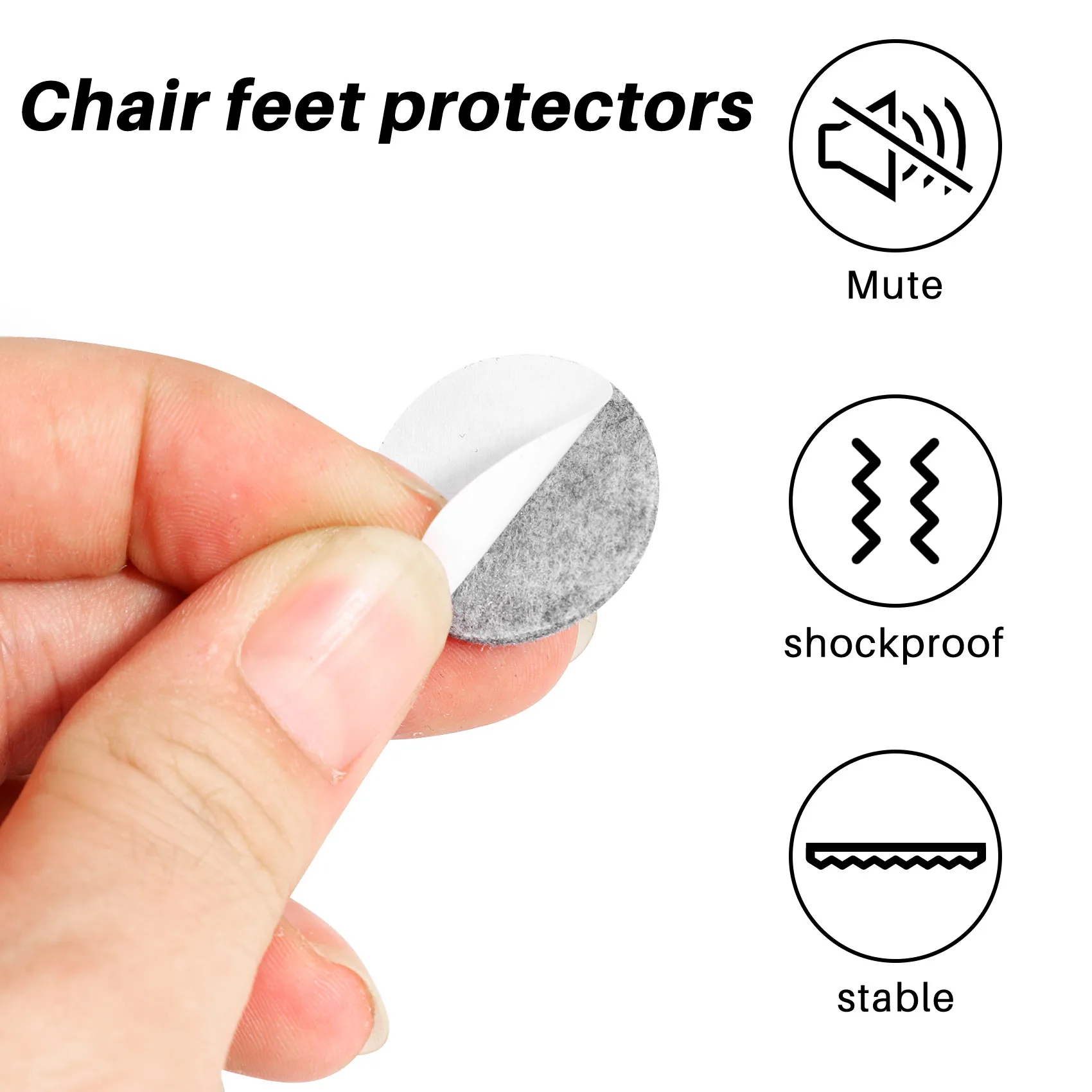 Pieds de meuble en feutre de forme ronde, 50 pièces, coussretours en polymère, gris, pour table et chaise