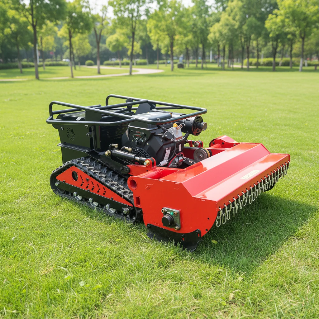 High Torque Diesel Remote Control Lawn Mower Automatic Tracked Mowing Robot Intelligent Grass Cutter With Snow Plow Blade