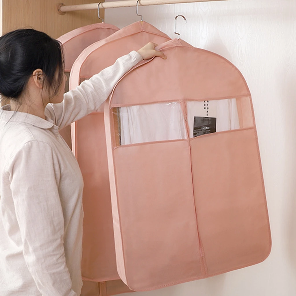 Non-woven Clothes Dust Cover Clothes Hanging Long Dress jacket Suit Coat Covers Dustproof Wardrobe organizer Garment cover