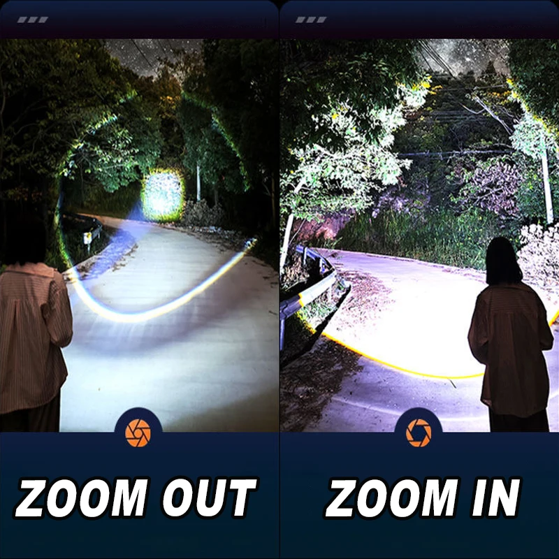 Super Bright Flashlight Built-in 4800mAh Battery High Power Led Flashlight Ultra Powerful Tactical Torch Outdoor Camping Lantern