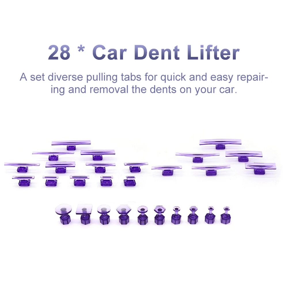 28Pcs Car Tabs Dent Lifter Dent Puller Kit For Car Body Dent Removal Tools Set For Auto Paintless Dent Repairing Tool