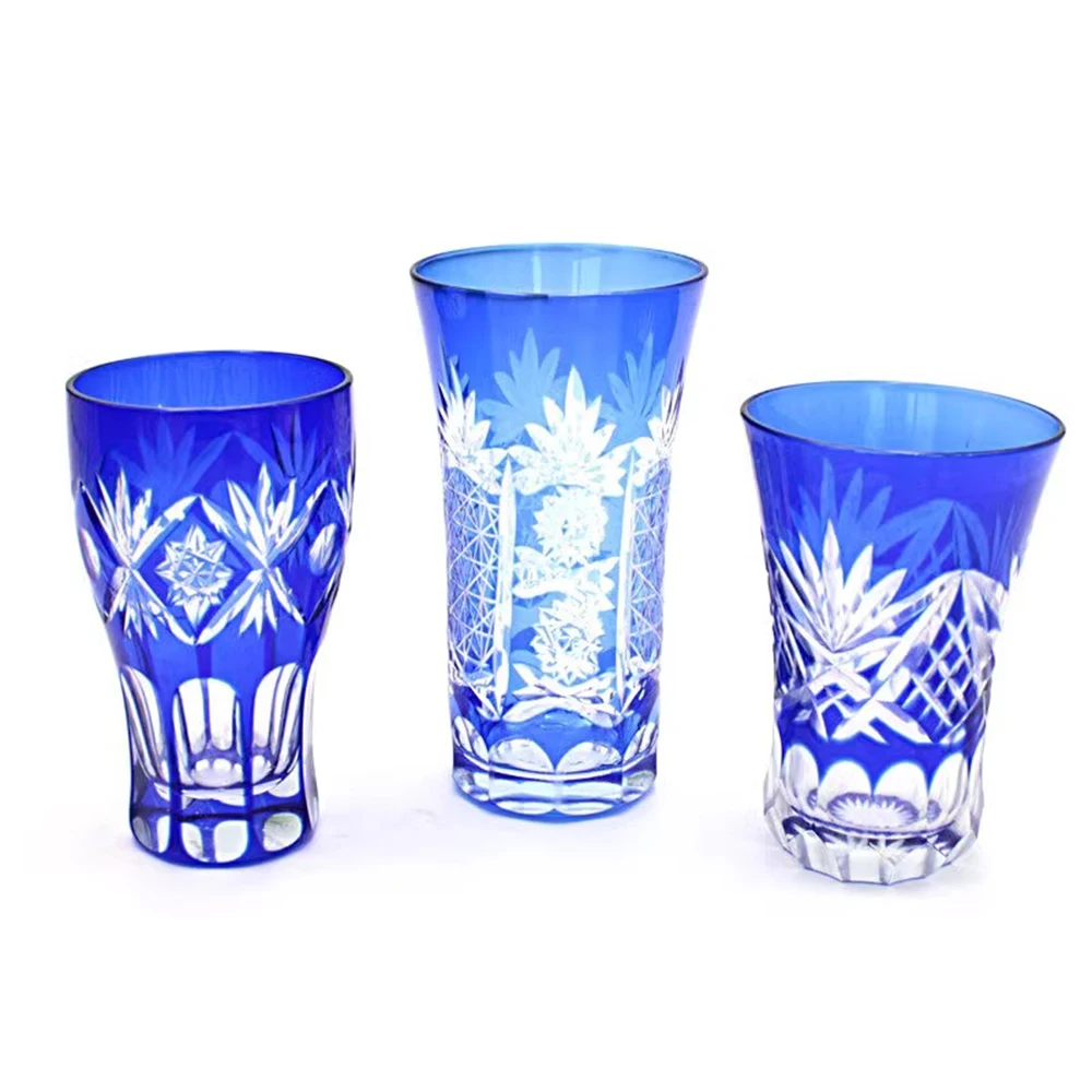 

2PCS/Lot, Japanese Edo Cutting Sake glass, Hand carved glass wine-glasses, Liquor glass cup, Household gift cup, 50/80/110ml