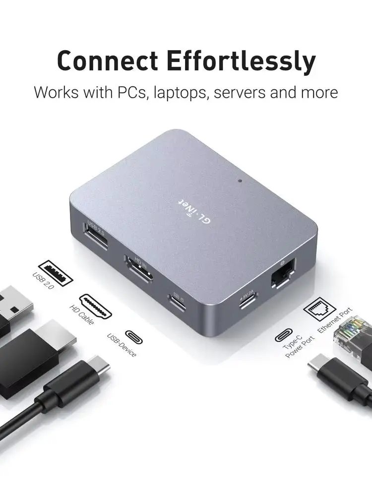 GL.iNet Comet GL-RM1V2: Fernsteuerung für PC oder Server über das Internet, 4K bei 30 Bildern pro Sekunde, BIOS-Steuerung, Tailscale, unterstützt Fernsteuerung von Tastatur, Video und Maus,