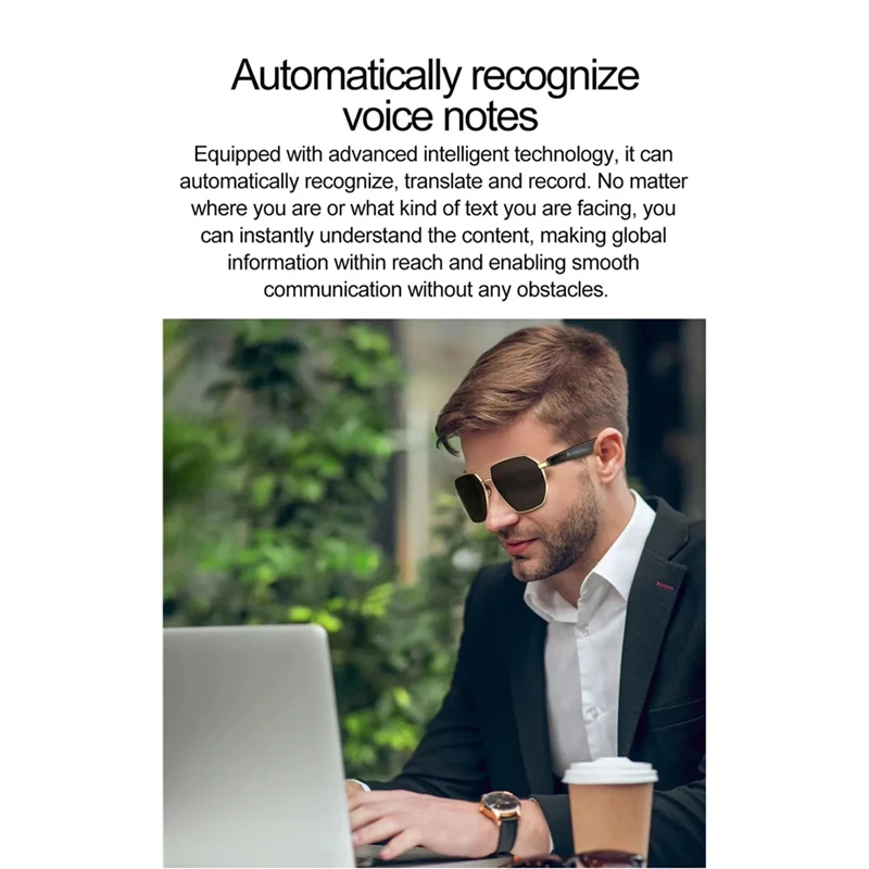 W100C Smart AI Translation Glasses Multilingual Voice Translator Eyeglasses BT Call Music Earphone Sunglasses UNISEX-AD23