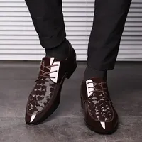 Leather Casual Men's Formal Shoes Business Lace Up Social Shoe Male Oxfords Party Italian Elegant and Classic Clothing 39 Suit
