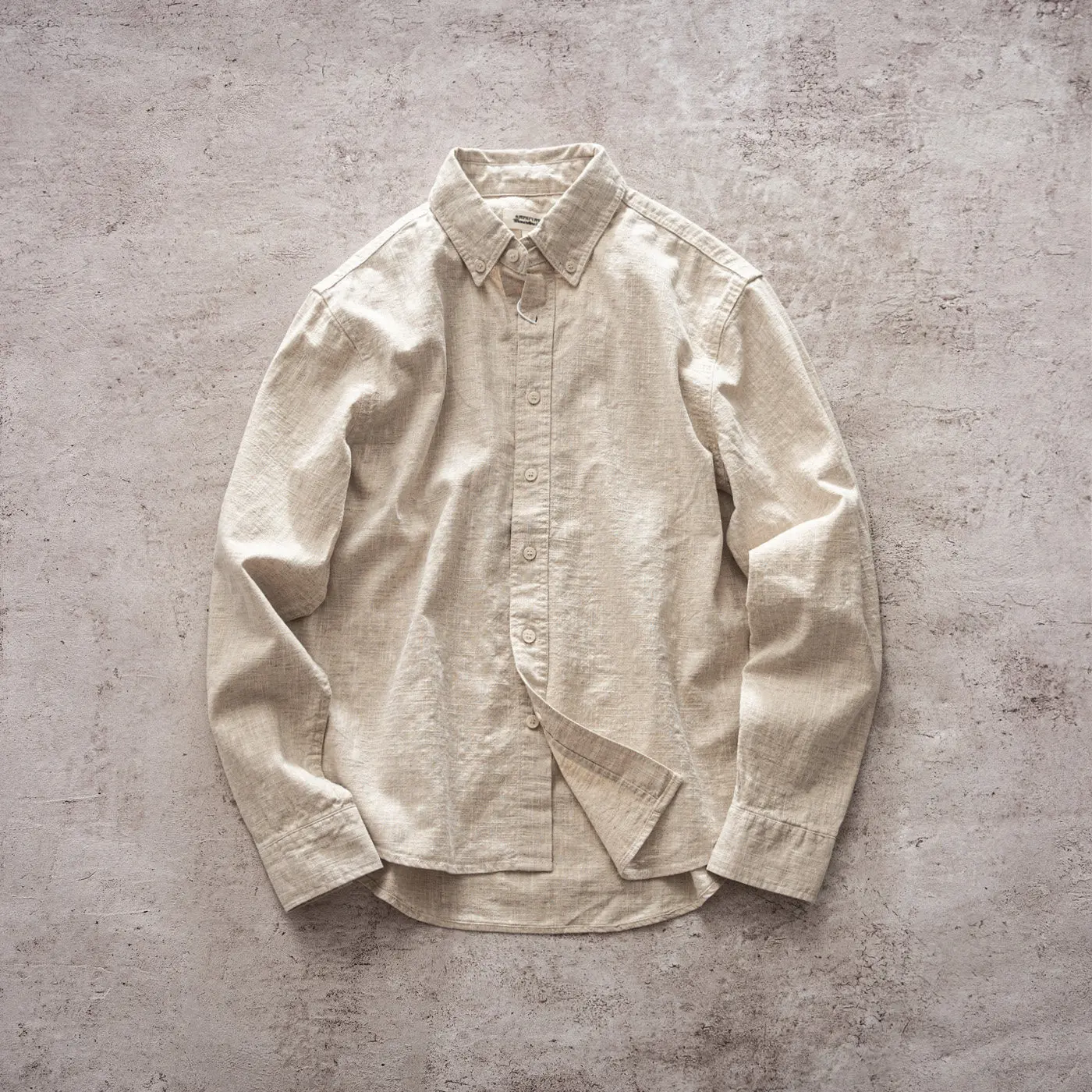 Men's Loose-Fit Ramie-Cotton Blend Vintage Artistic Shirt Skin-Friendly Breathable Long-Sleeve Trendy Style for Spring/Summer