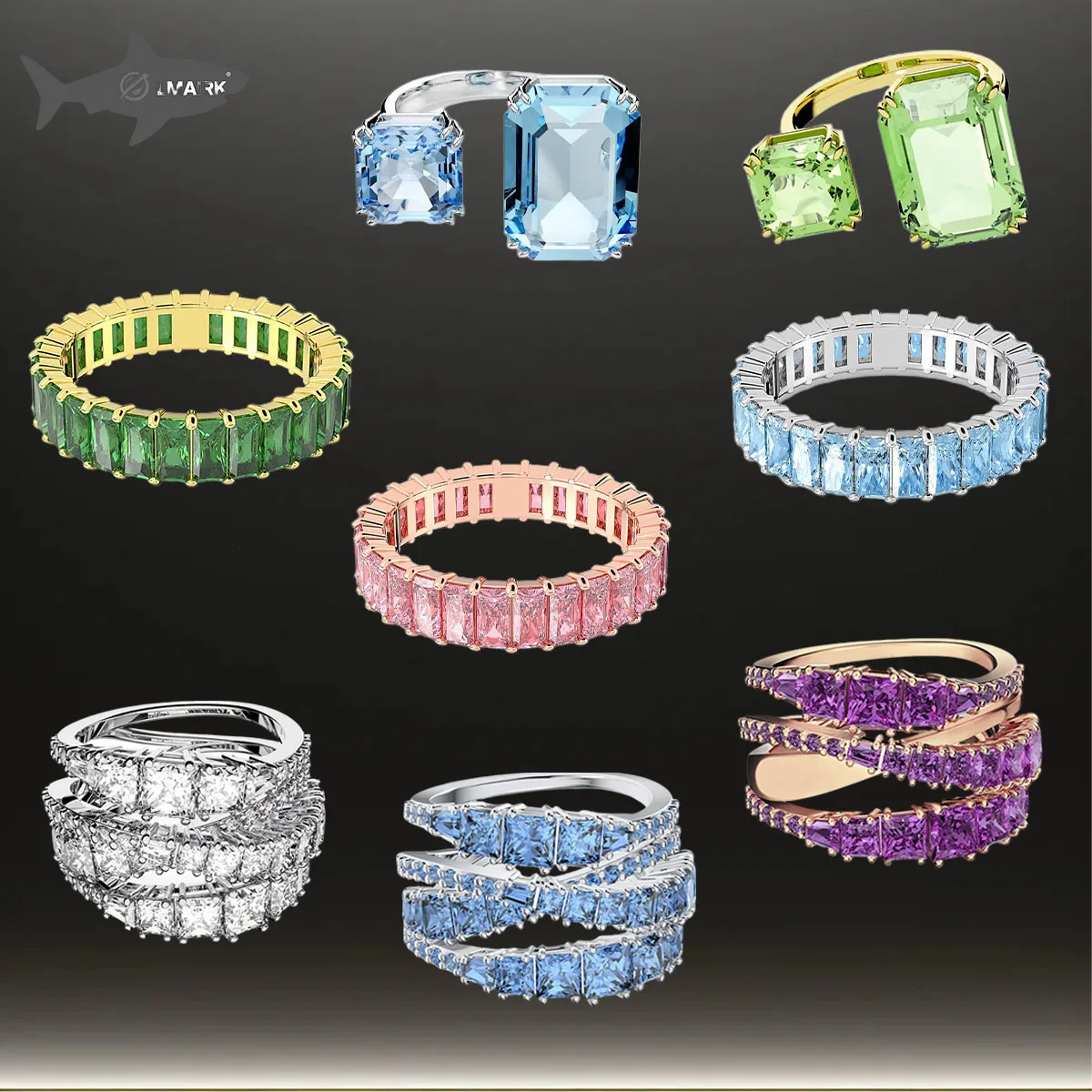 

2025 New Dopamine Zircon Couple Ring Suitable for Daily Wear Party with Preferred Rainbow Color Candy Theme