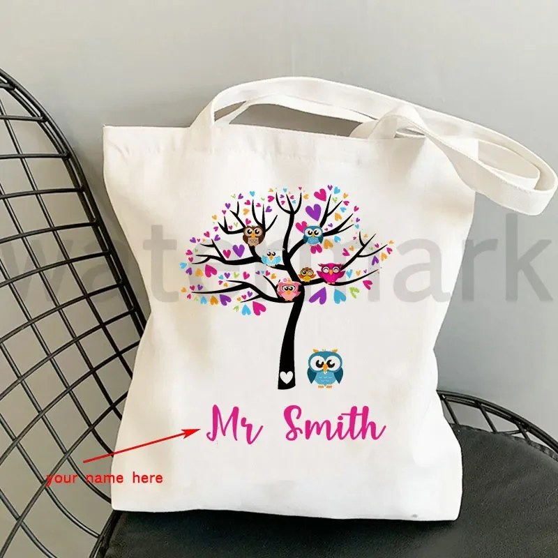 Sacos De Compras De Lona Personalizados Para Mulheres, Professor Totes, Obrigado Professor Bolsas De Ombro, Bolsas De Viagem, Kawaii Shopper Bag