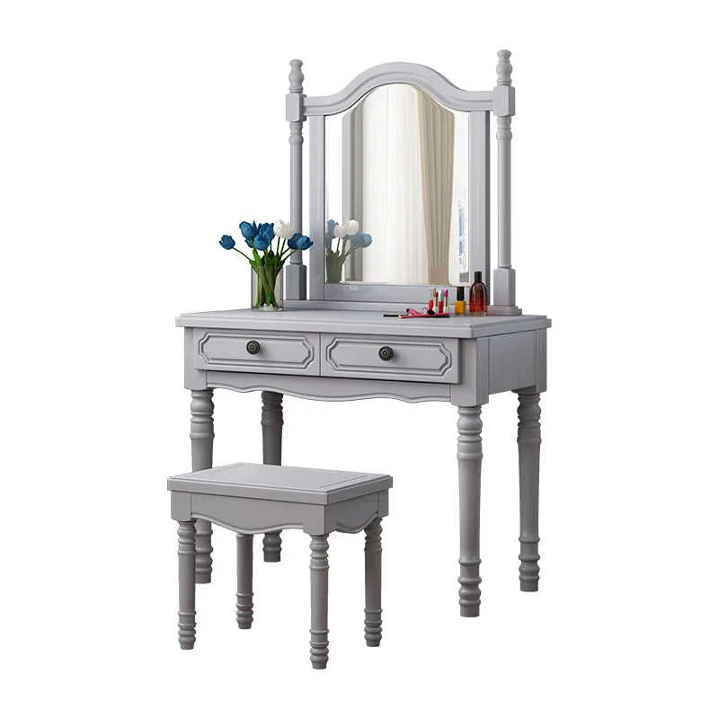 CX solid wood dresser modern simple high-end gray bedroom, light luxury small apartment makeup table