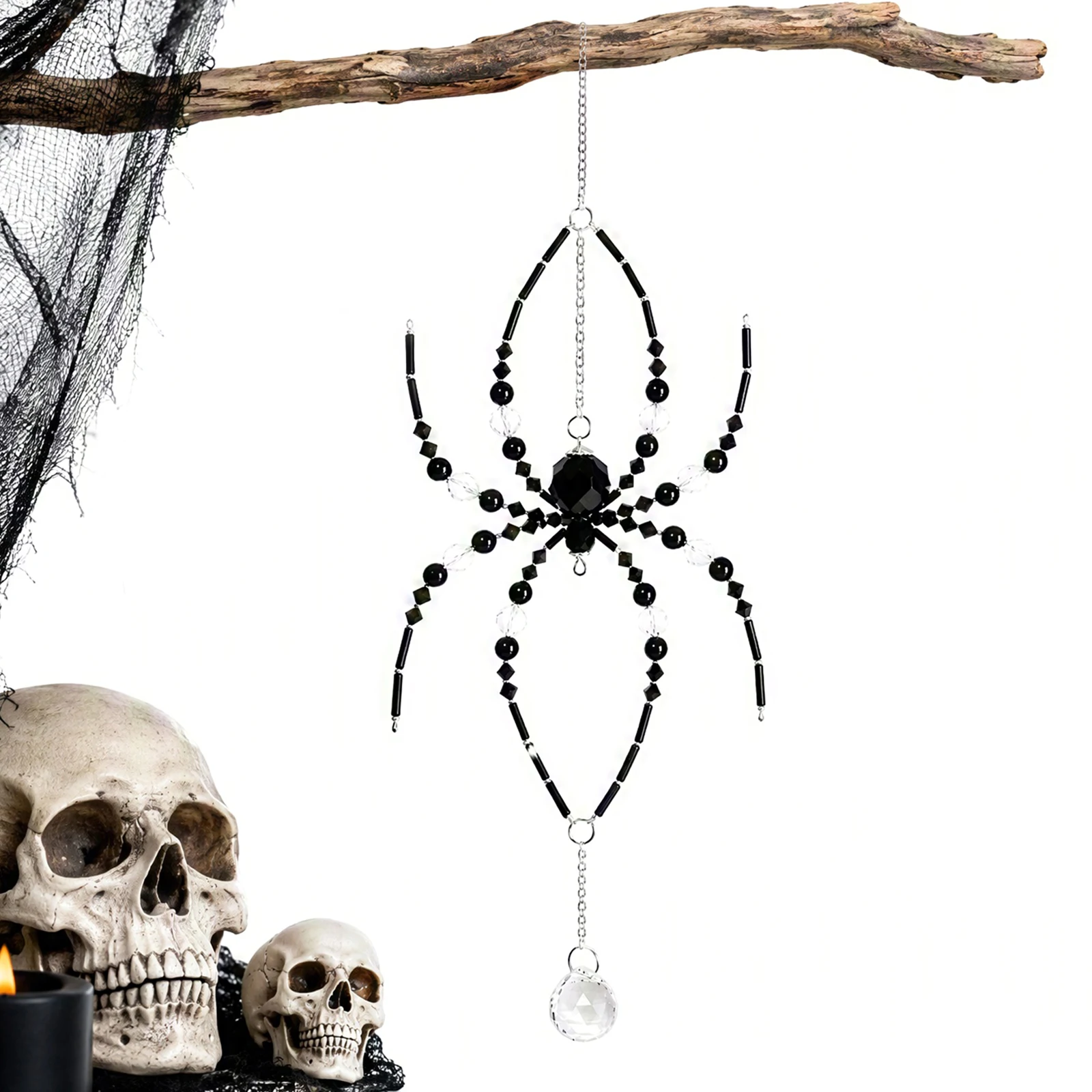 Multi-faceted Crystal Prism Decor Spider Web Light Catcher Rainbow Window Hanging Ornament Garden Wall Decor Gift